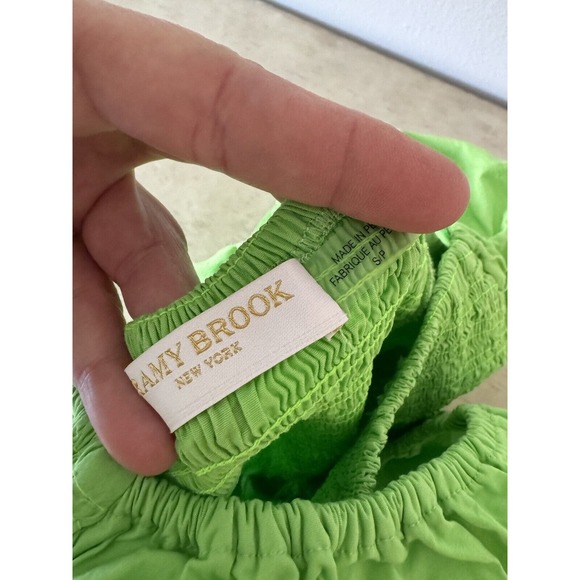 Ramy Brook Crop Top Capri Green Square Neck Yolanda Ruffle Smocked - Picture 7 of 7